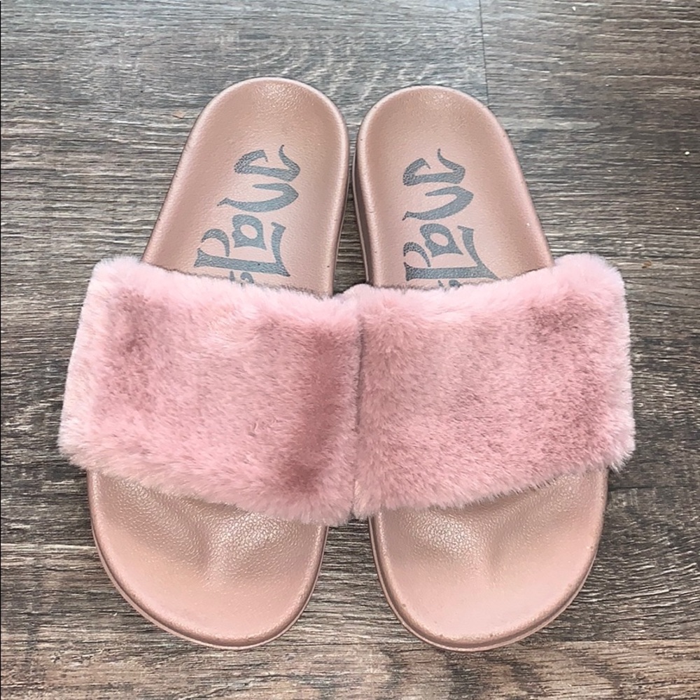 Pink slip on sandals
